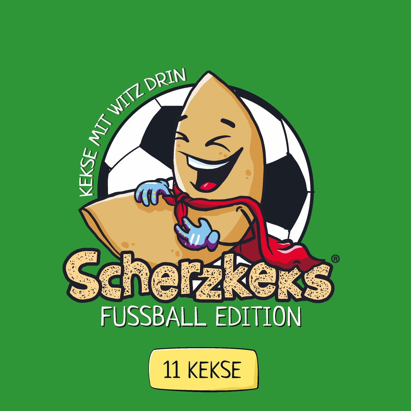 Scherzkeks Fussball Edition | 11 Kekse mit Scherzfrage & Antwort im Glückskeks, Lustige Fussball Fragen für Freunde, Partys, Geburtstag, Public Viewing