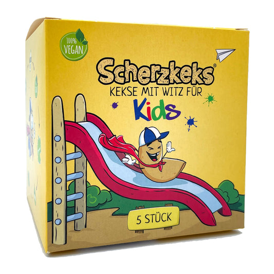 Scherzkeks Kids 5er Box: 5 Glückskekse mit kindgerechten Scherzfragen & Antworten im Inneren, zum Kindergeburtstag, Ostern, Schulanfang, Halloween